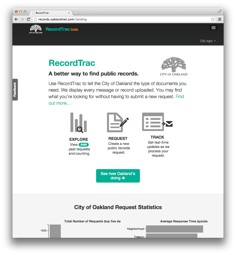 RecordTrac, perhaps the best centralized FOIL portal in the country.